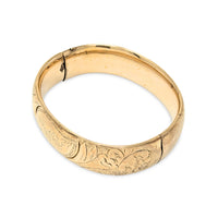 Antique Gold Filled 18mm “E.C.” Monogramed Repousse Hinged Bangle Bracelet