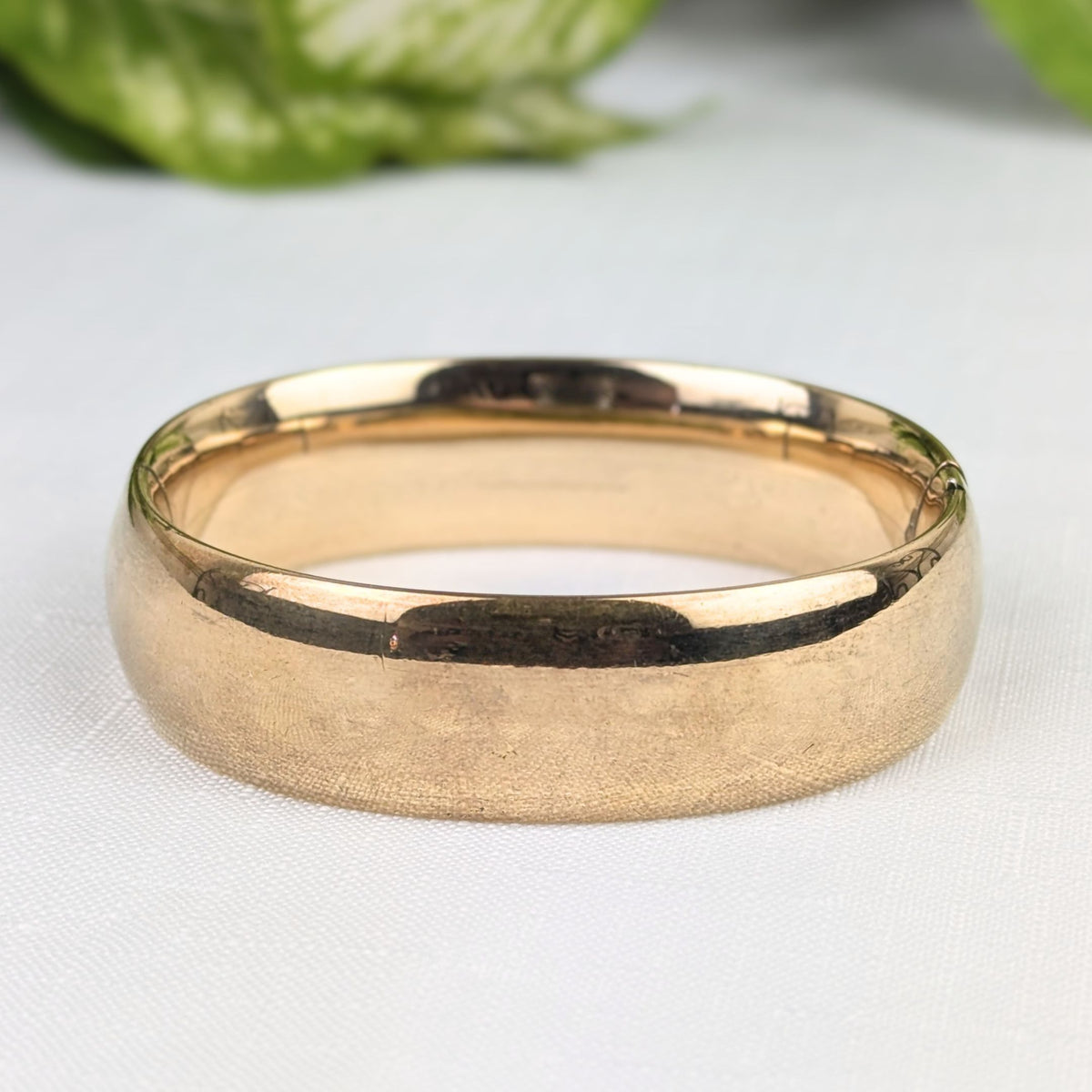 Antique Gold Filled 18mm “E.C.” Monogramed Repousse Hinged Bangle Bracelet