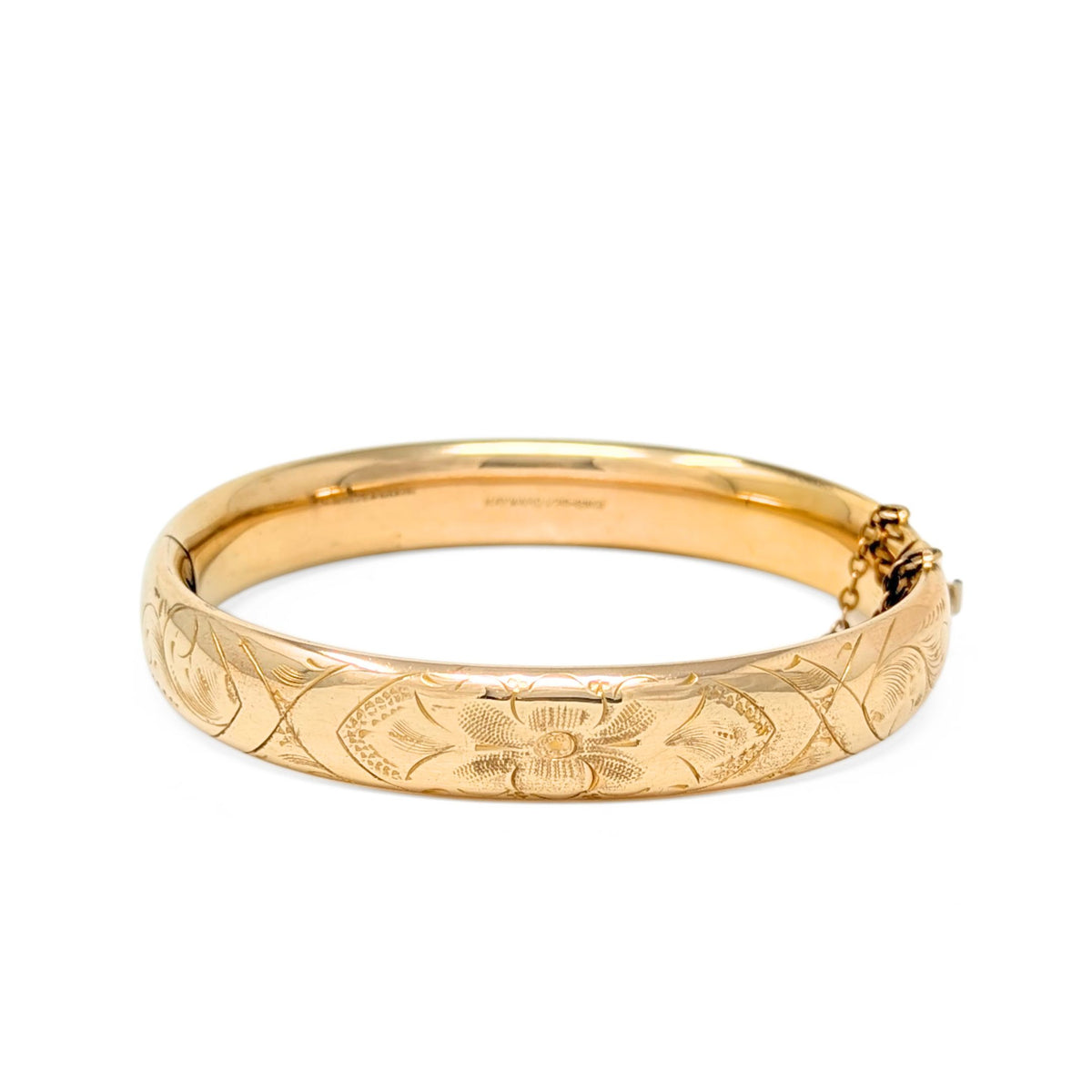 Hayward Victorian 11mm 12K Gold Filled Repousse Hinged Bangle Bracelet