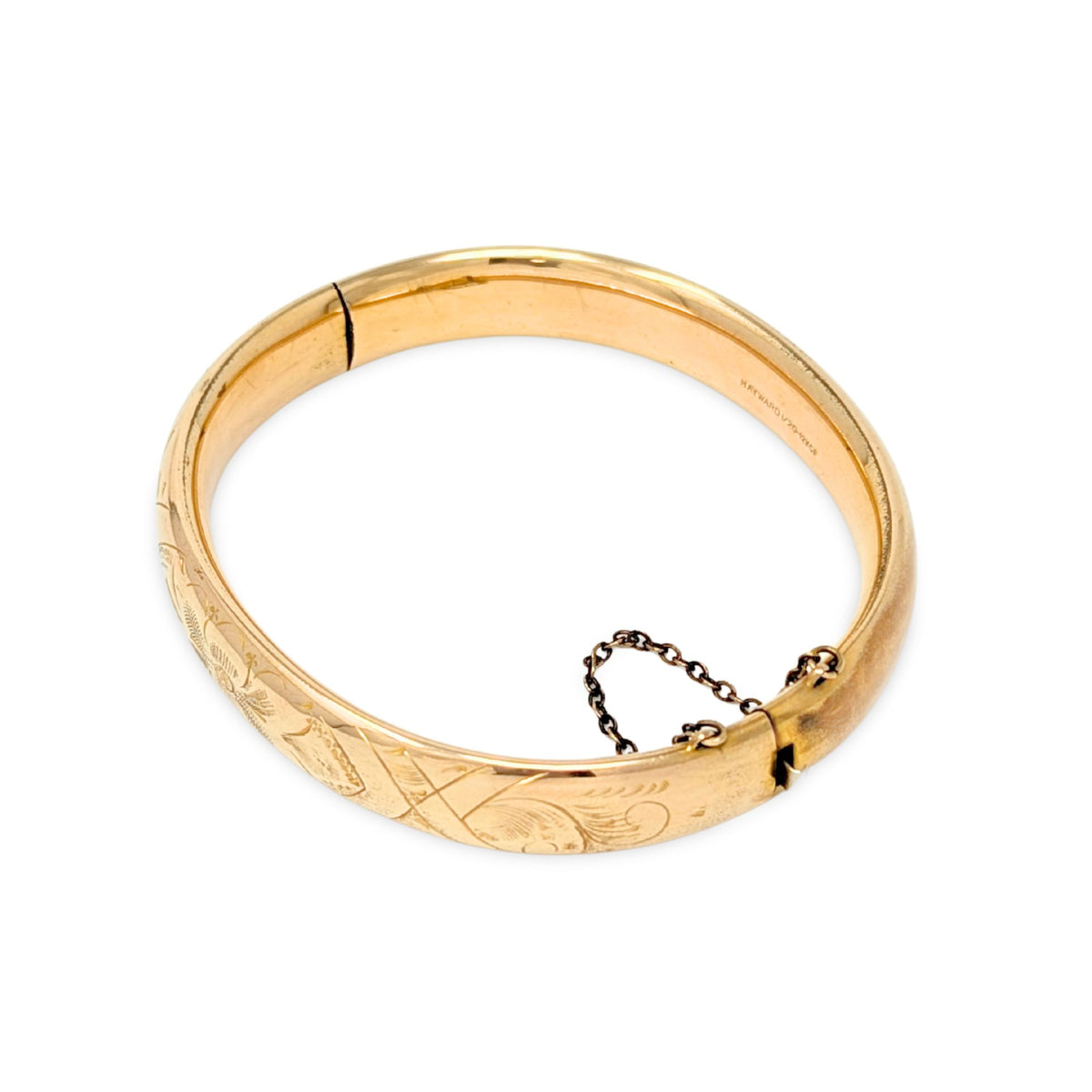 Hayward Victorian 11mm 12K Gold Filled Repousse Hinged Bangle Bracelet
