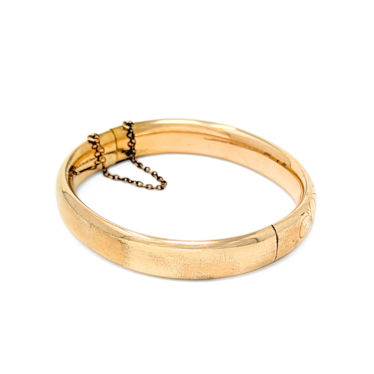Hayward Victorian 11mm 12K Gold Filled Repousse Hinged Bangle Bracelet