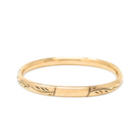 Art Deco 12K Gold Filled 5.9mm Cartouche Etched Hinged Bangle Bracelet