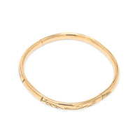 Art Deco 12K Gold Filled 5.9mm Cartouche Etched Hinged Bangle Bracelet