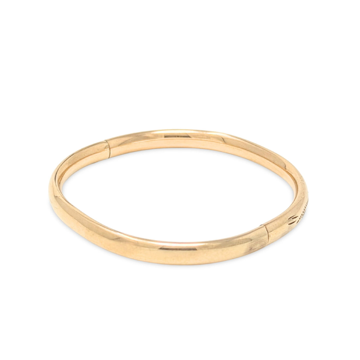 Art Deco 12K Gold Filled 5.9mm Cartouche Etched Hinged Bangle Bracelet