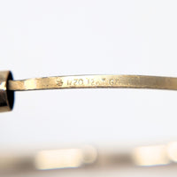 Art Deco 12K Gold Filled 5.9mm Cartouche Etched Hinged Bangle Bracelet