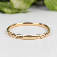 Art Deco 12K Gold Filled 5.9mm Cartouche Etched Hinged Bangle Bracelet