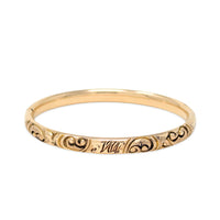 R.F.S. Victorian High Relief Repousse Hinged Bangle Bracelet, "MW" Monogram