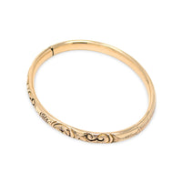 R.F.S. Victorian High Relief Repousse Hinged Bangle Bracelet, "MW" Monogram