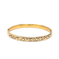 Edwardian 12K Gold Filled Etched 6mm Hinged Bangle Bracelet