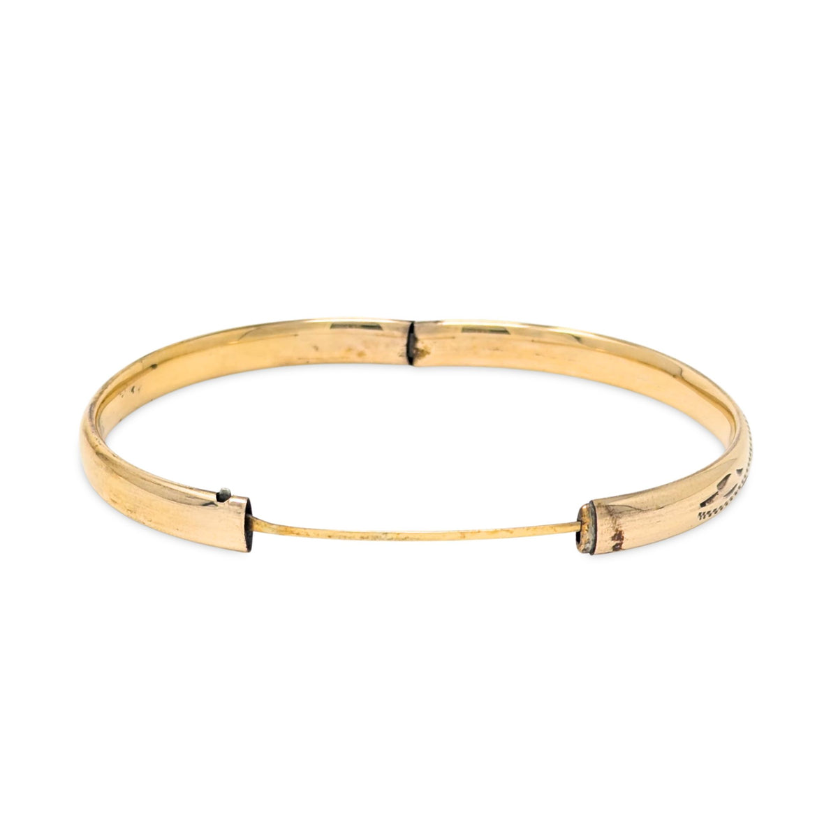 Edwardian 12K Gold Filled Etched 6mm Hinged Bangle Bracelet