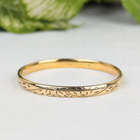 Edwardian 12K Gold Filled Etched 6mm Hinged Bangle Bracelet