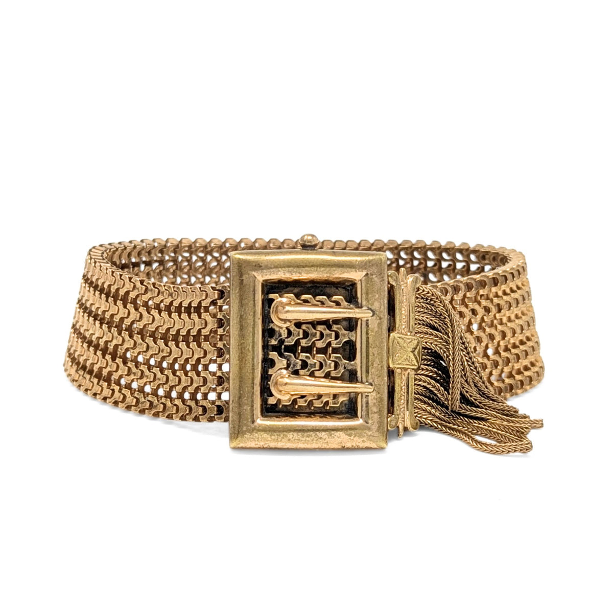 Victorian Gold Filled 30mm Buckle Slide Mesh Adjustable Bracelet