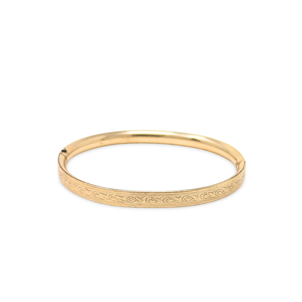 B.A. Ballou 1950’s 12K Gold Filled Hinged Baby Bangle Bracelet, "TLB" Monogram