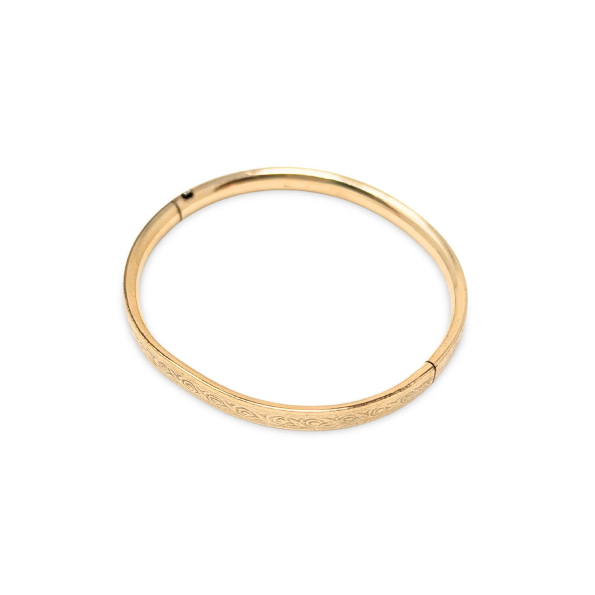 B.A. Ballou 1950’s 12K Gold Filled Hinged Baby Bangle Bracelet, "TLB" Monogram