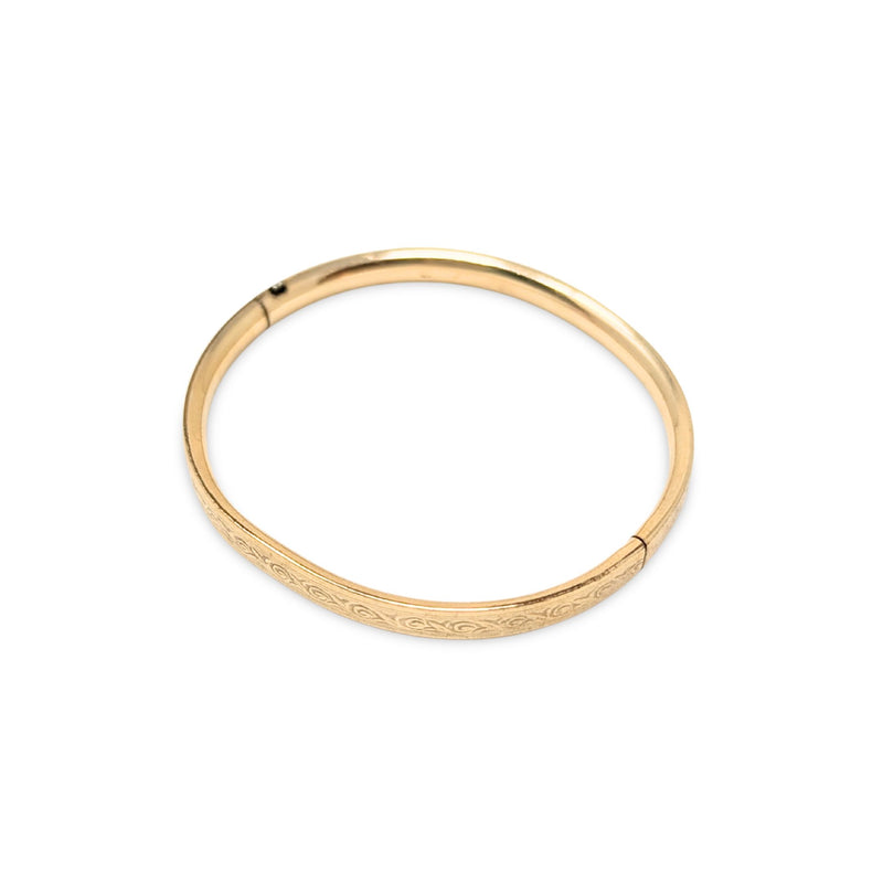 B.A. Ballou 1950’s 12K Gold Filled Hinged Baby Bangle Bracelet, "TLB" Monogram