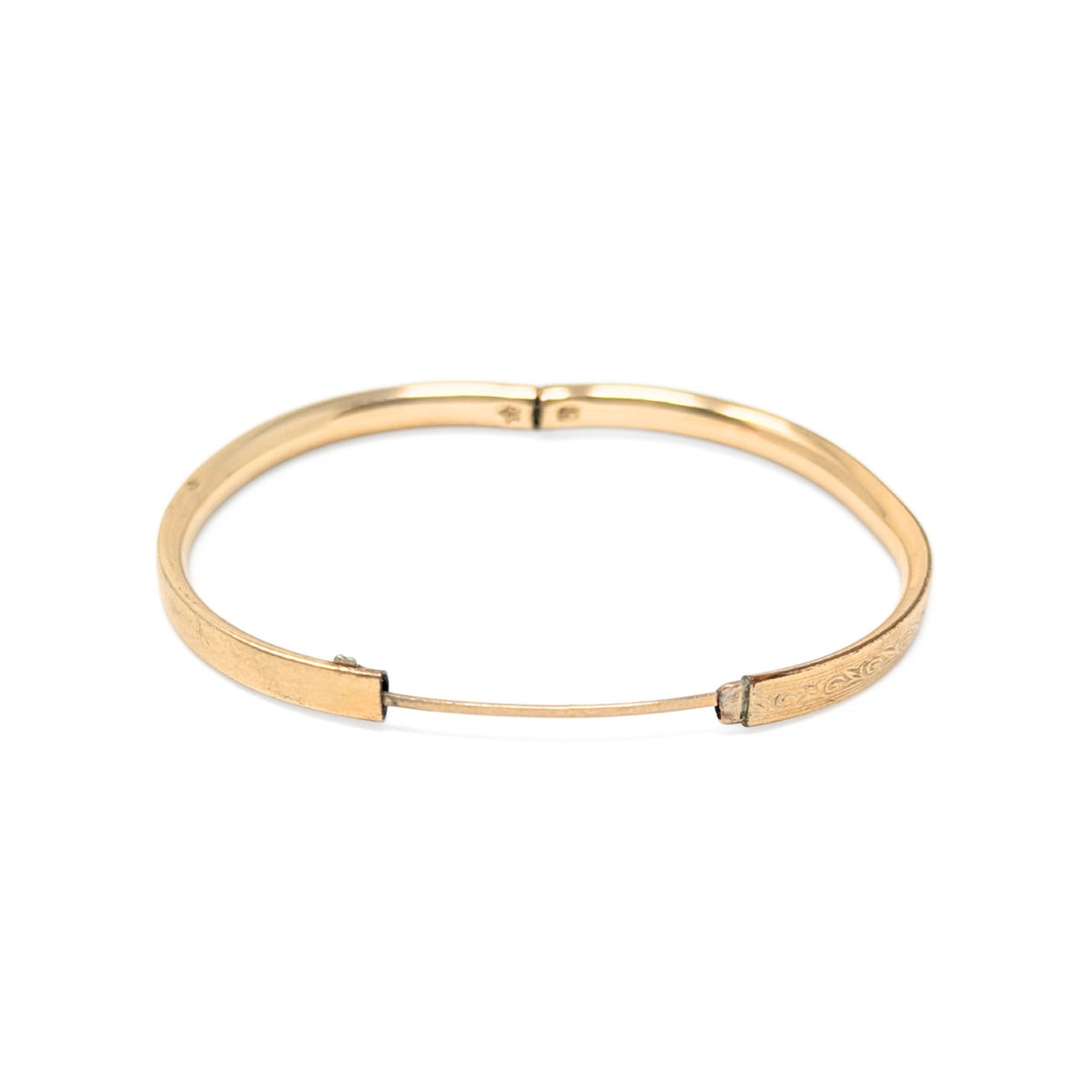 B.A. Ballou 1950’s 12K Gold Filled Hinged Baby Bangle Bracelet, "TLB" Monogram