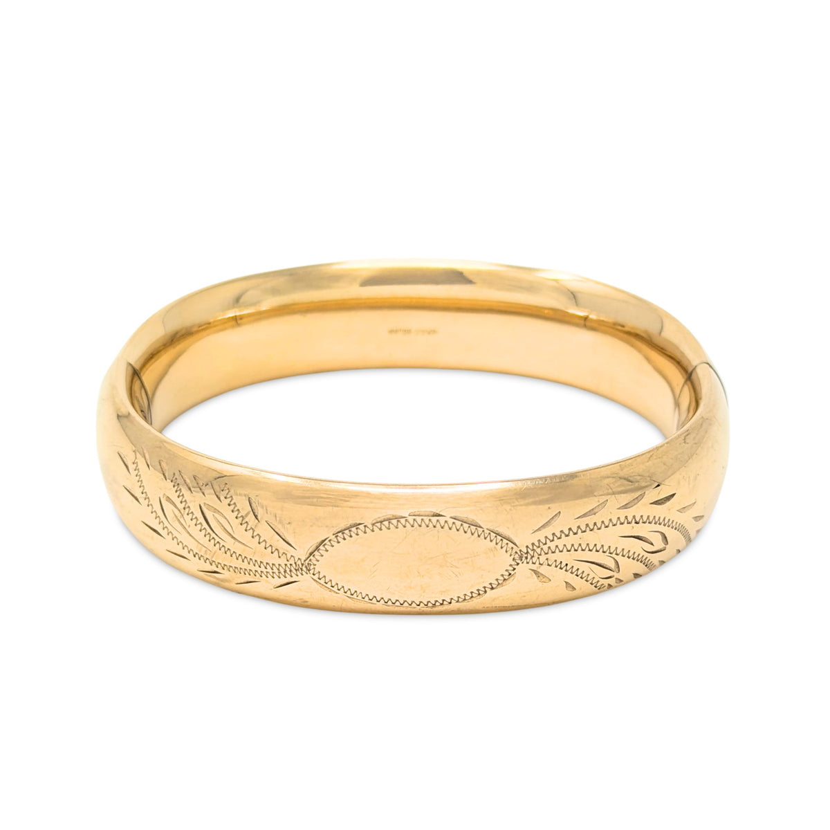 Bojar 1920’s 12K Gold Filled Cartouche 15mm Hinged Bangle Bracelet