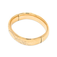 Bojar 1920’s 12K Gold Filled Cartouche 15mm Hinged Bangle Bracelet