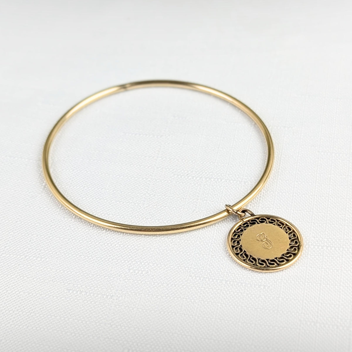 B.A. Ballou Vintage 2.2mm 12K Gold Filled “G” Charm Bangle Bracelet