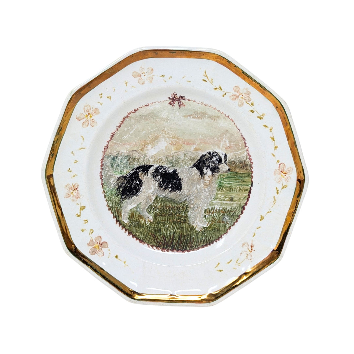 Livesley, Powell & Co Antique Hand Painted Springer Spaniel Plate