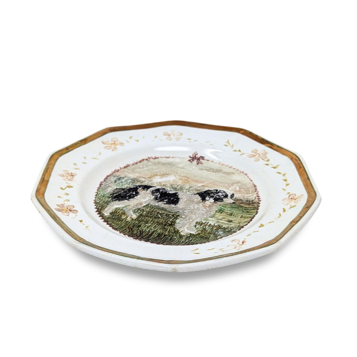 Livesley, Powell & Co Antique Hand Painted Springer Spaniel Plate