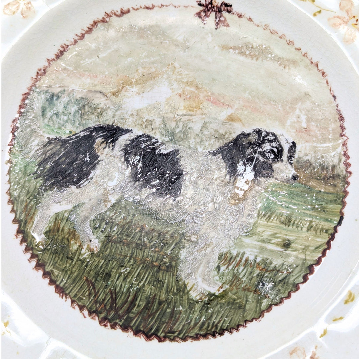 Livesley, Powell & Co Antique Hand Painted Springer Spaniel Plate