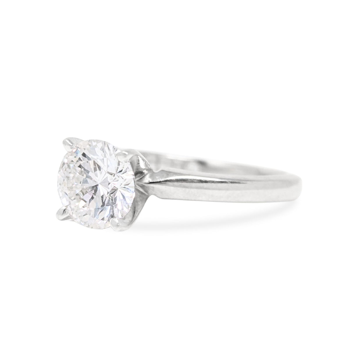 Leo Schachter 14K White Gold/Platinum 1.0ct Natural Diamond Solitaire Ring