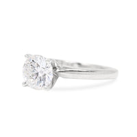 Leo Schachter 14K White Gold/Platinum 1.0ct Natural Diamond Solitaire Ring