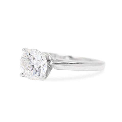 Leo Schachter 14K White Gold/Platinum 1.0ct Natural Diamond Solitaire Ring