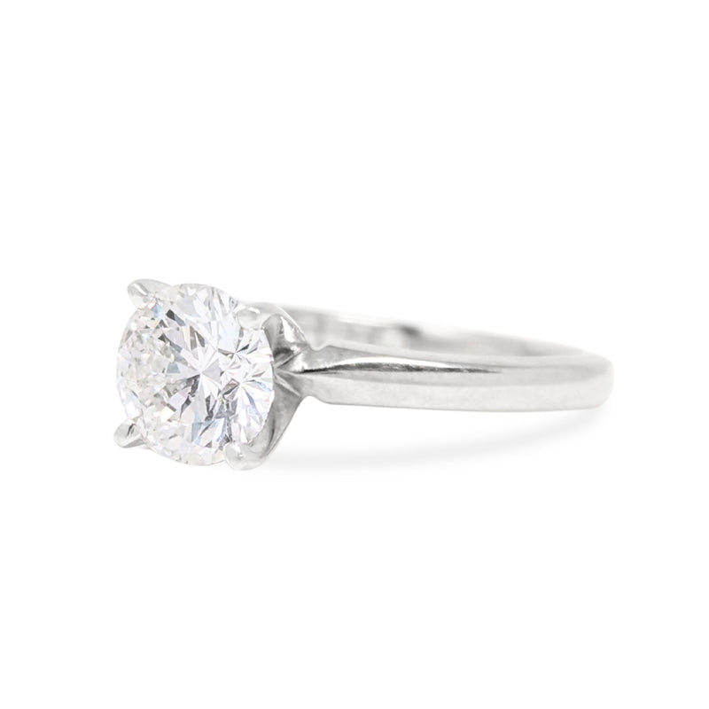 Leo Schachter 14K White Gold/Platinum 1.0ct Natural Diamond Solitaire Ring