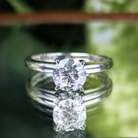 Leo Schachter 14K White Gold/Platinum 1.0ct Natural Diamond Solitaire Ring