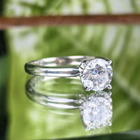 Leo Schachter 14K White Gold/Platinum 1.0ct Natural Diamond Solitaire Ring