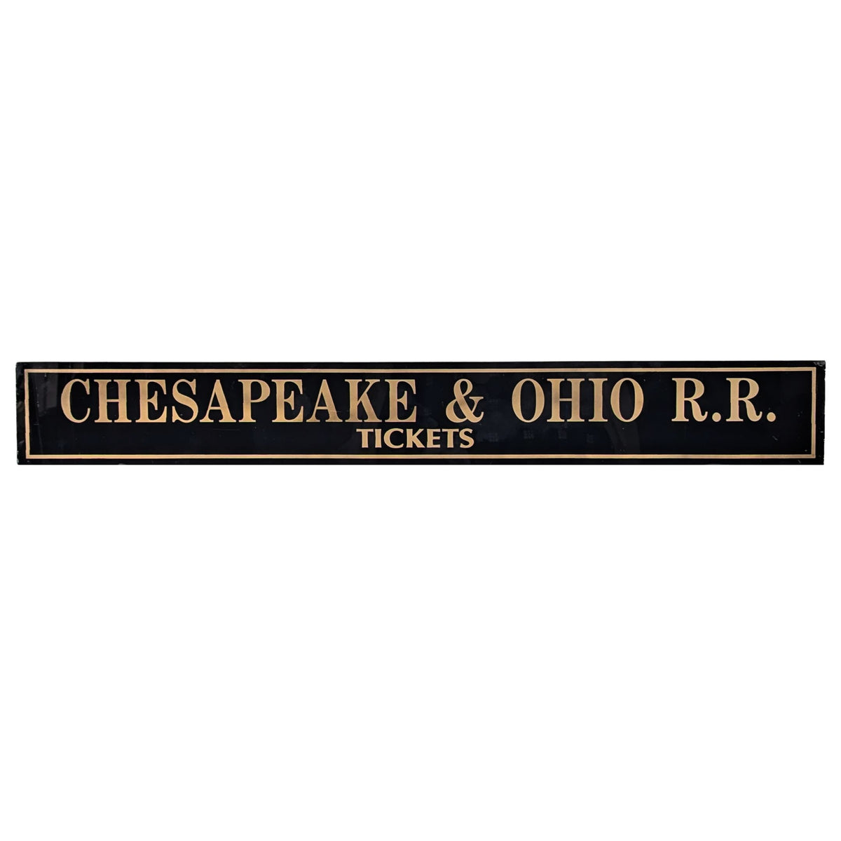 1950’s Chesapeake & Ohio R.R. Tickets Reverse Painted Glass Sign, 34"