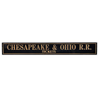 1950’s Chesapeake & Ohio R.R. Tickets Reverse Painted Glass Sign, 34"