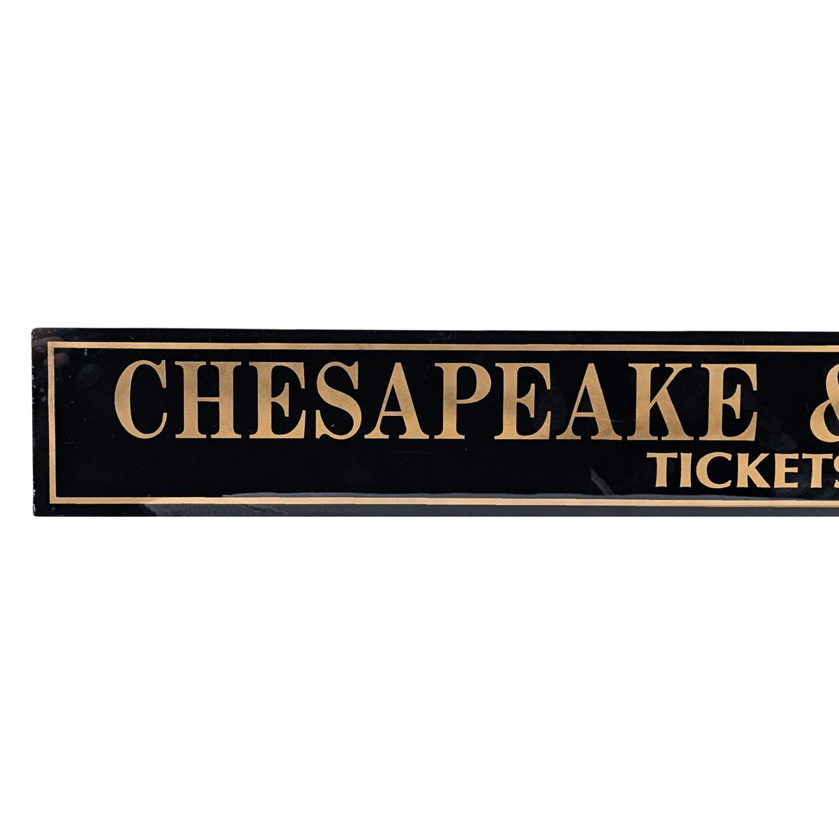 1950’s Chesapeake & Ohio R.R. Tickets Reverse Painted Glass Sign, 34"