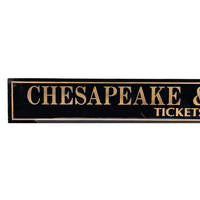 1950’s Chesapeake & Ohio R.R. Tickets Reverse Painted Glass Sign, 34"