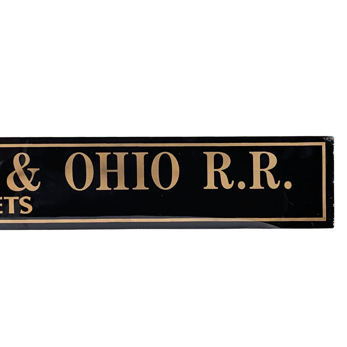 1950’s Chesapeake & Ohio R.R. Tickets Reverse Painted Glass Sign, 34"
