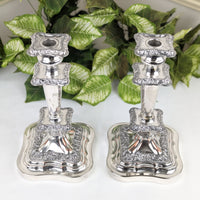Birmingham Silver Co. 1930’s Silverplate Baroque Candlesticks, 11"
