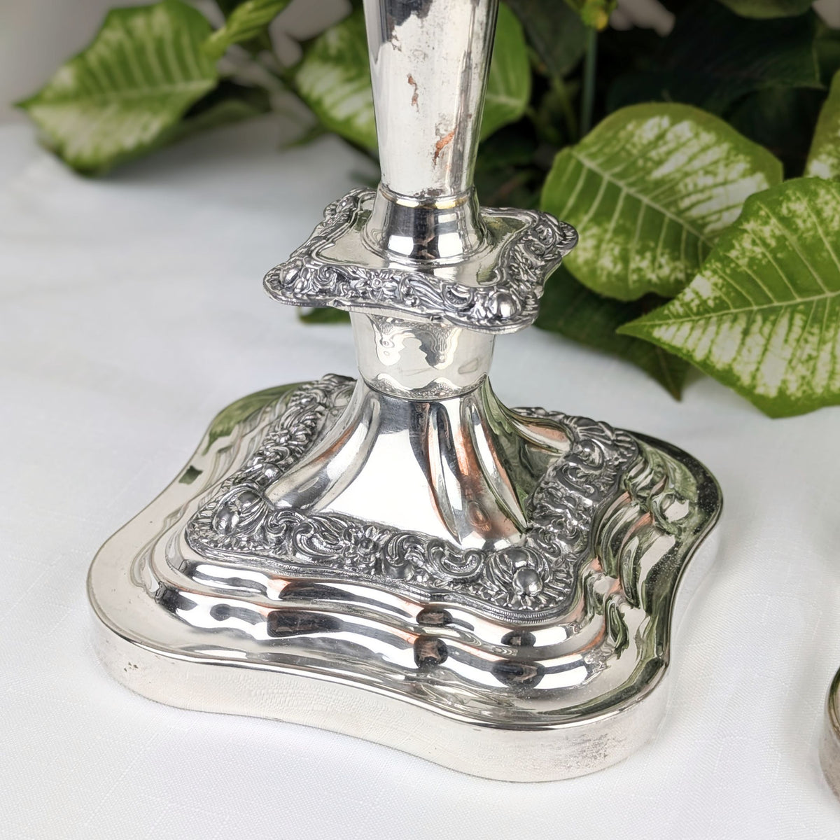 Birmingham Silver Co. 1930’s Silverplate Baroque Candlesticks, 11"