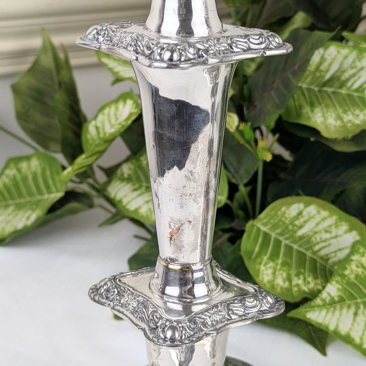Birmingham Silver Co. 1930’s Silverplate Baroque Candlesticks, 11"