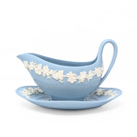 Wedgwood Queensware Cream Color on Lavender Gravy Boat w/ Attached Underplate