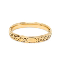 Craftmere 1950’s Cartouche Etched 10.6mm Hinged Bangle Bracelet