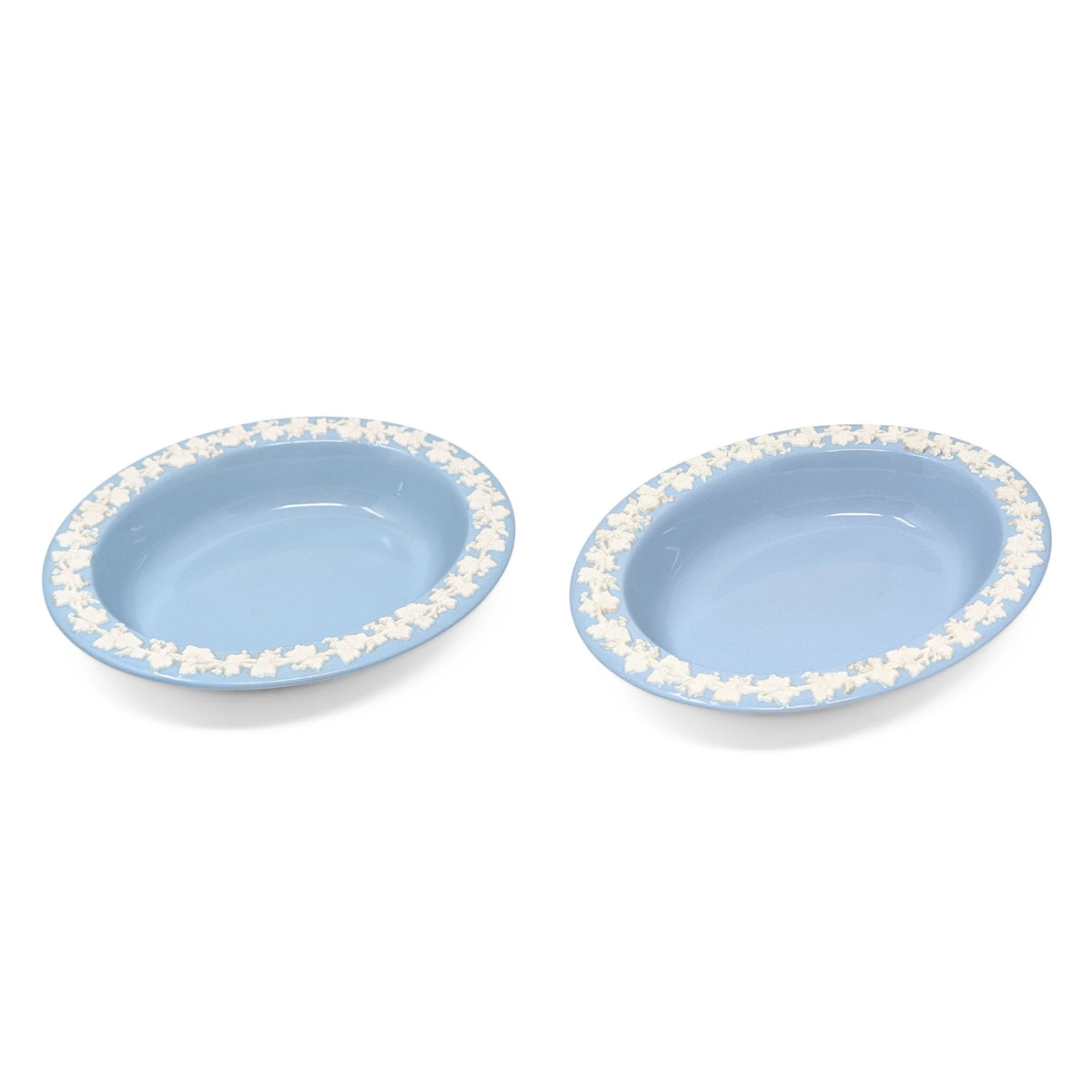 Wedgwood Queensware Cream Color on Lavender Oval Vegetable Bowls (Pair)