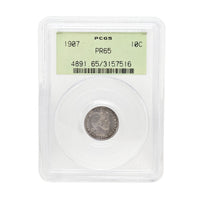1907 PCGS PR65 Barber Dime - Green Label