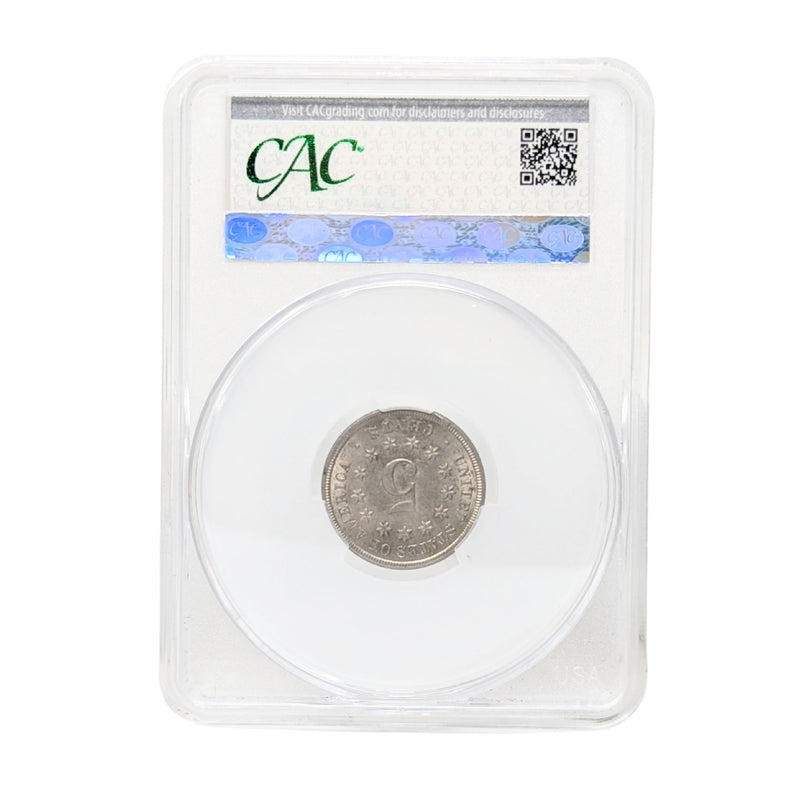 1868 CAC AU58 Shield Nickel