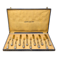 Argento .800 Silver Solingen Gold Vermeil 12pc Dessert Fork & Knife Set