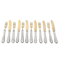 Argento .800 Silver Solingen Gold Vermeil 12pc Dessert Fork & Knife Set