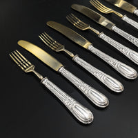 Argento .800 Silver Solingen Gold Vermeil 12pc Dessert Fork & Knife Set