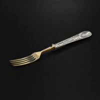 Argento .800 Silver Solingen Gold Vermeil 12pc Dessert Fork & Knife Set