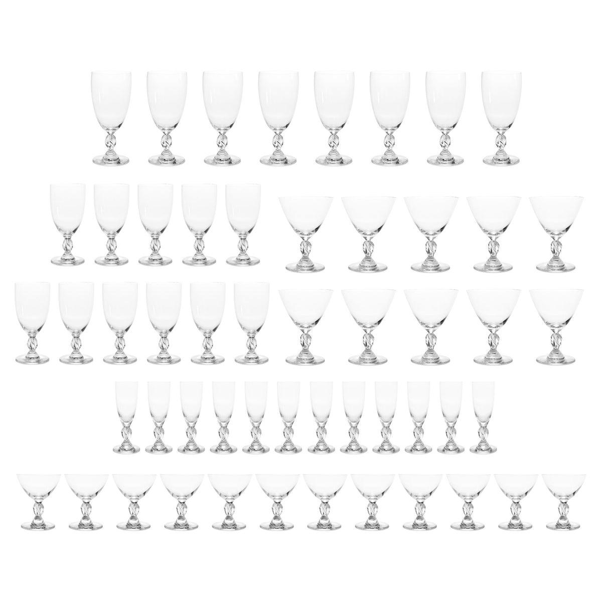 Lalique "Frejus" 53pc Crystal Stemware Set